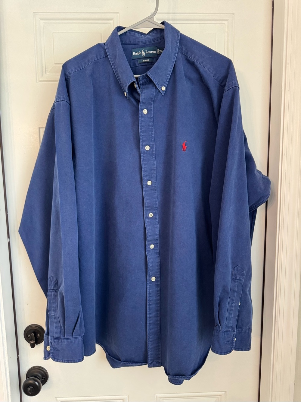 Ralph Lauren Blue Button-Down Oxford Shirt with Red Pony
